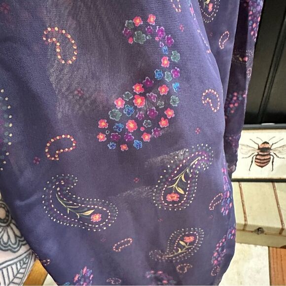 Josie Purple Sheer Paisley Floral Cropped Pants Size M - Picture 6 of 8